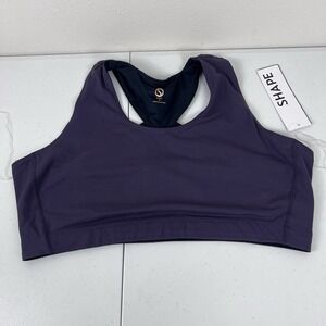 Shape Active 2X Womens Unlined Wireless Stretch Pull On‎ Sports Bra Purple Plus